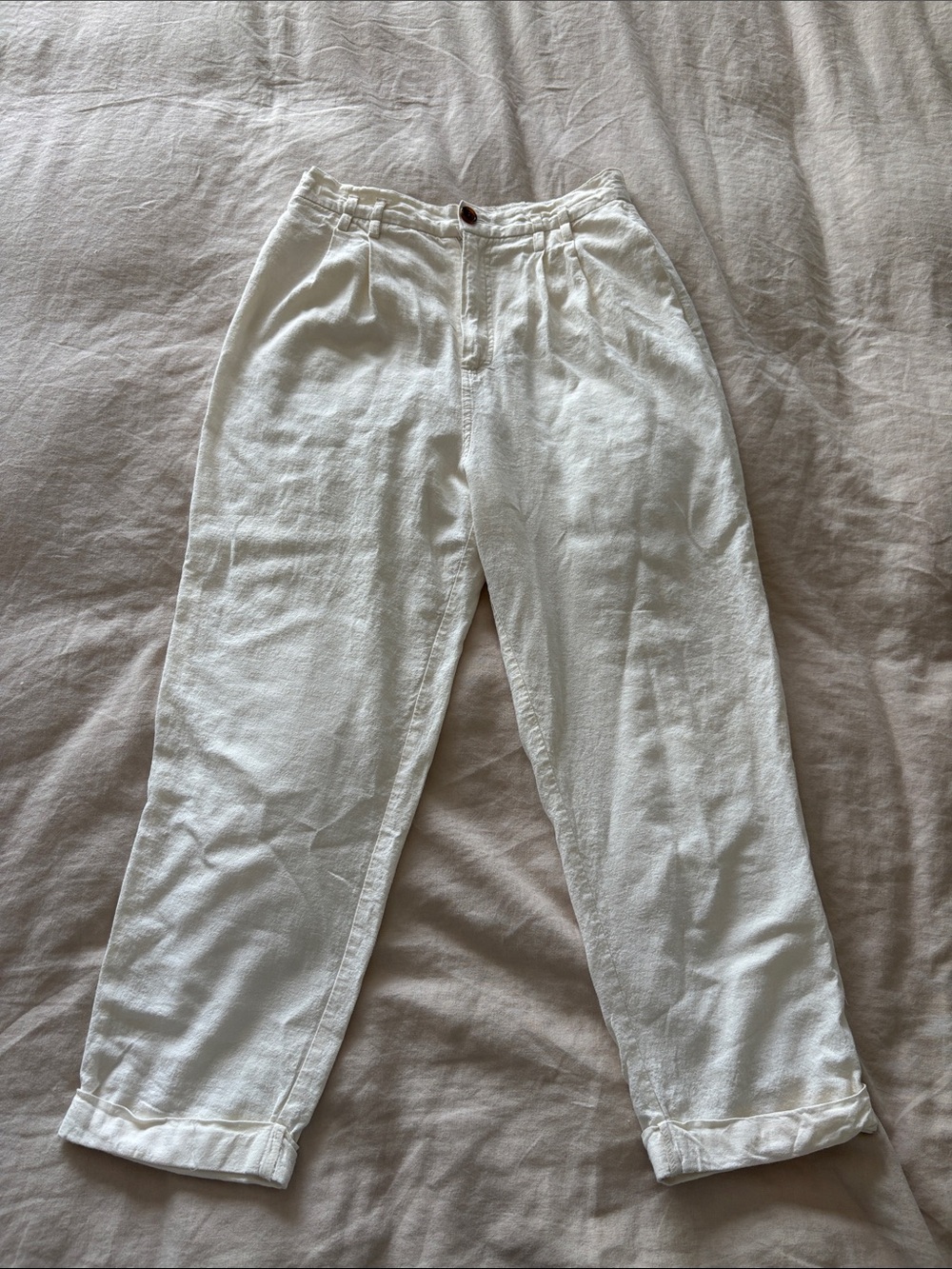 Zara White Linen Blend Pants